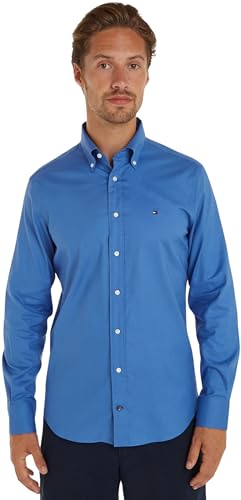 Tommy Hilfiger Herren Hemd Oxford Regular-Fit Langarm, Blau (Shirt Blue), 44 von Tommy Hilfiger