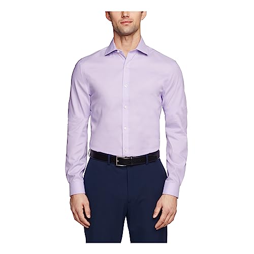 Tommy Hilfiger Herren Hemd Slim Fit Bügelfrei Solid - Violett - S Hals 37 cm, Ärmel 81/84 cm von Tommy Hilfiger