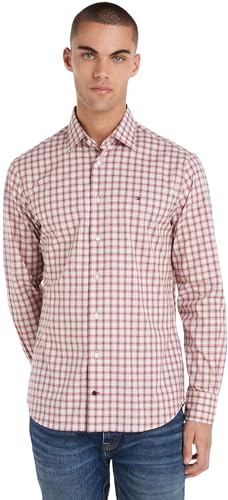 Tommy Hilfiger Herren Hemd Stretch Small Check Shirt Langarm, Mehrfarbig (Heritage Plum Check), 37 von Tommy Hilfiger