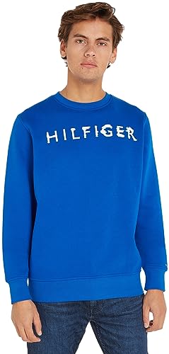 Tommy Hilfiger Herren Sweatshirt Crew-Neck ohne Kapuze, Blau (Ultra Blue), XS von Tommy Hilfiger