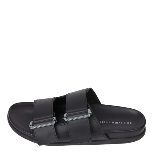 Tommy Hilfiger Herren Badeschuhe Leather Buckles Sandal Badelatschen, Schwarz (Black), 40 Tommy Hilfiger Herren Badeschuhe Leather Buckles Sandal Badelatschen, Schwarz (Black), 40 von Tommy Hilfiger