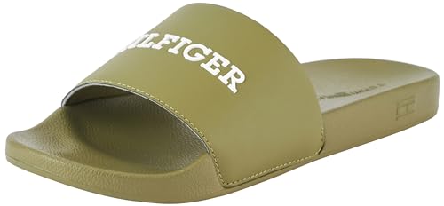Tommy Hilfiger Herren Badeschuhe Pool Slide Badelatschen, Grün (Mash Green), 40 von Tommy Hilfiger