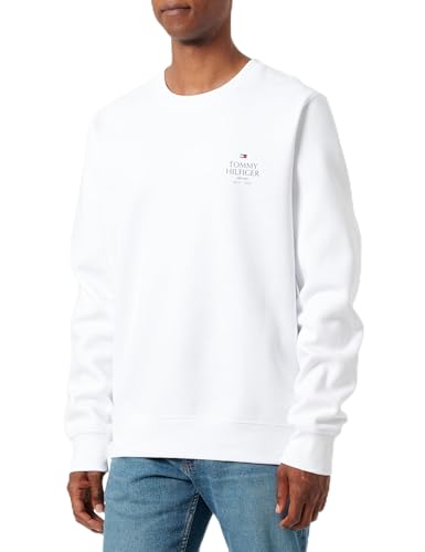 Tommy Hilfiger Herren Sweatshirt Hilfiger Stack Rundhalsausschnitt, Weiß (White), XXL von Tommy Hilfiger