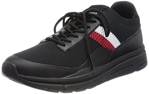 Tommy Hilfiger Herren Runner Sneaker Premium Lightweight Runner Knit Sportschuhe, Schwarz (Black), 42 EU von Tommy Hilfiger