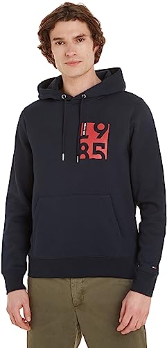 Tommy Hilfiger Herren Hoddy Kurzarm Rundhalsausschnitt, Blau (Desert Sky), M von Tommy Hilfiger