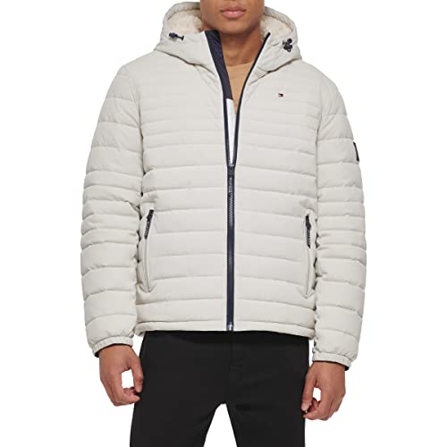 Tommy Hilfiger Herren Hooded Packable, EIS, Größe M Stretch-Poly-Jacke mit Kapuze und Sherpa-Futter, M von Tommy Hilfiger