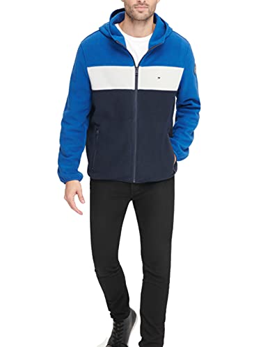 Tommy Hilfiger Herren Hooded Performance Fleece Jacket Fleecejacke, Royal/White/Navy, X-Large von Tommy Hilfiger