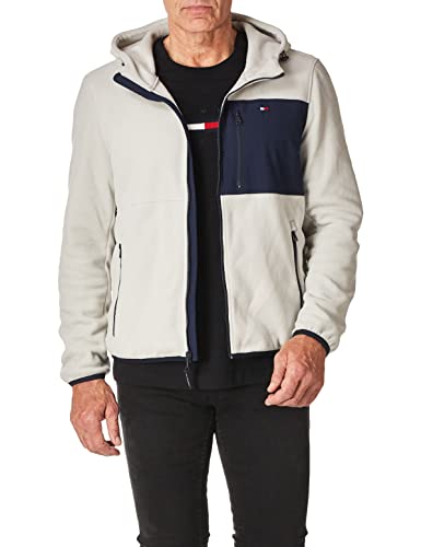Tommy Hilfiger Herren Hooded Performance Fleece Jacket Jacke, Marineblau/Ice Mixed Media, S von Tommy Hilfiger