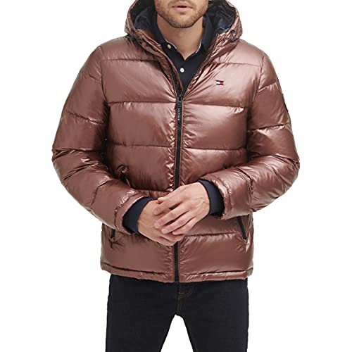 Tommy Hilfiger Herren Hooded Puffer Jacket (Standard and Big & Tall) Daunenalternativer Mantel, Perlglanz-Braun, M von Tommy Hilfiger