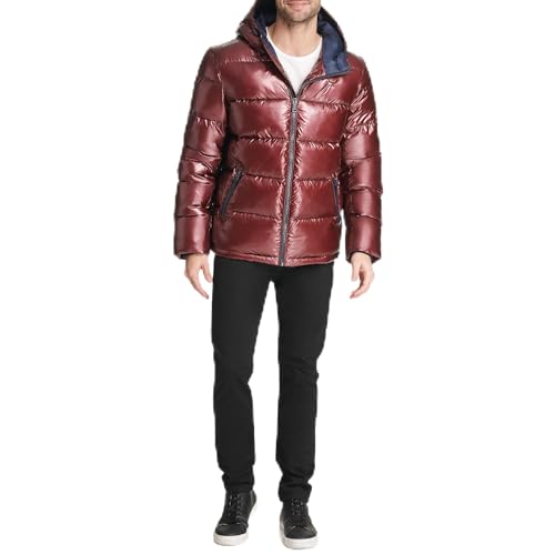 Tommy Hilfiger Herren Hooded Puffer Jacket (Standard and Big & Tall) Pufferjacke mit Kapuze, Lila mit Perlglanzeffekt, M von Tommy Hilfiger