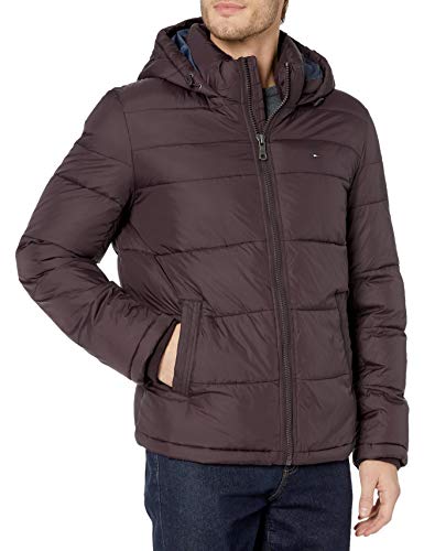 Tommy Hilfiger Herren Hooded Puffer Jacket Daunenalternative Oberbekleidung, Port, L von Tommy Hilfiger