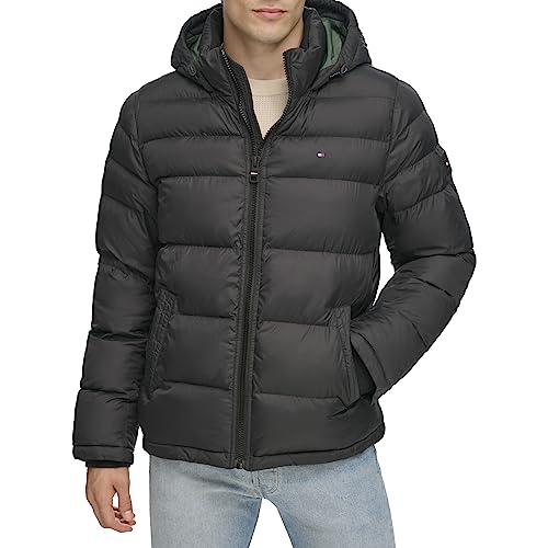 Tommy Hilfiger Herren Hooded Puffer Jacket Daunenalternative Oberbekleidung, Tiefschwarz, XXL von Tommy Hilfiger