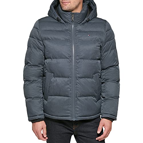 Tommy Hilfiger Herren Hooded Puffer Jacket Daunenoberbekleidung, Marineblau (Heather Navy), M von Tommy Hilfiger
