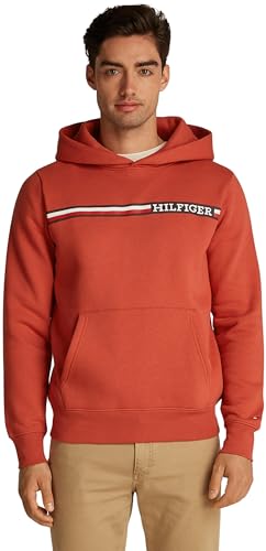 Tommy Hilfiger Herren Hoodie Chest Stripe mit Kapuze, Rot (Terra Red), XS von Tommy Hilfiger