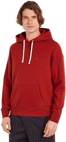 Tommy Hilfiger Herren Hoodie Essential Fleece Regular Fit, Rot (Dark Magma), S von Tommy Hilfiger