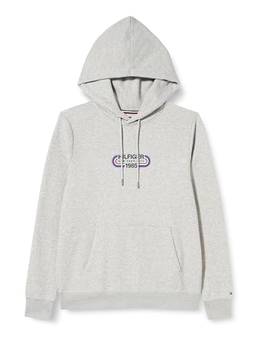 Tommy Hilfiger Herren Hoodie Hilfiger Track Graphic Hoody mit Kapuze, Grau (Light Grey Heather), L von Tommy Hilfiger