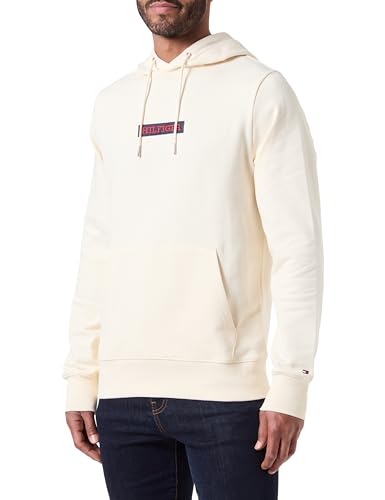 Tommy Hilfiger Herren Hoodie Monotype mit Kapuze, Weiß (Calico), XS von Tommy Hilfiger