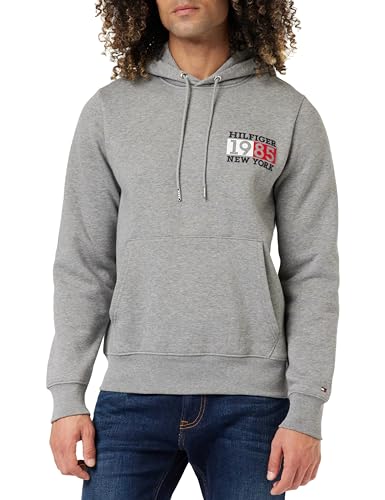 Tommy Hilfiger Herren Hoodie New York Flag mit Kapuze, Grau (Medium Grey Heather), M von Tommy Hilfiger