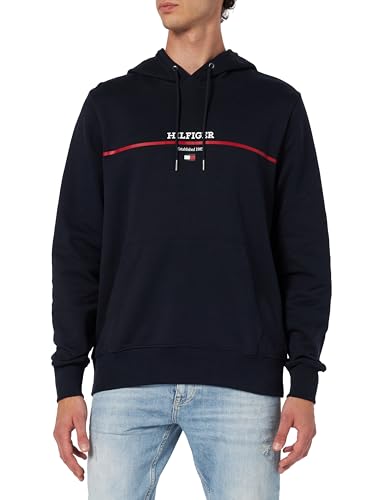 Tommy Hilfiger Herren Hoodie Regular Fit, Blau (Desert Sky), XS von Tommy Hilfiger