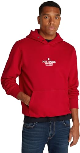 Tommy Hilfiger Herren Hoodie mit Kapuze, Mehrfarbig (Medium Red), XXL von Tommy Hilfiger