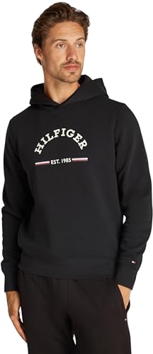 Tommy Hilfiger Herren Hoodie mit Kapuze, Schwarz (Black), XL von Tommy Hilfiger