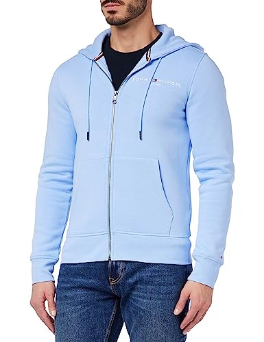 Tommy Hilfiger Herren Hoodie mit Reißverschluss Tommy Logo Zipper, Blau (Vessel Blue), M von Tommy Hilfiger