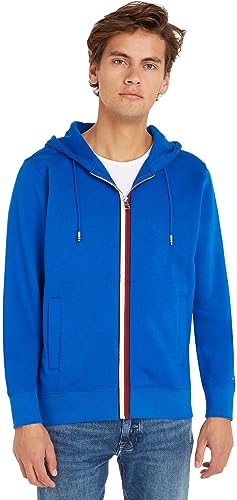 Tommy Hilfiger Herren Hoodie mit Reißverschluss Zipper, Blau (Ultra Blue), M von Tommy Hilfiger