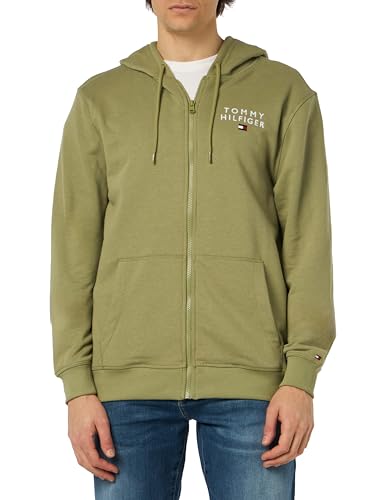 Tommy Hilfiger Herren Hoodie mit Reißverschluss Zipper, Grün (Faded Olive), XL von Tommy Hilfiger