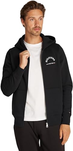 Tommy Hilfiger Herren Hoodie mit Reißverschluss und Kapuze, Schwarz (Black), XS von Tommy Hilfiger