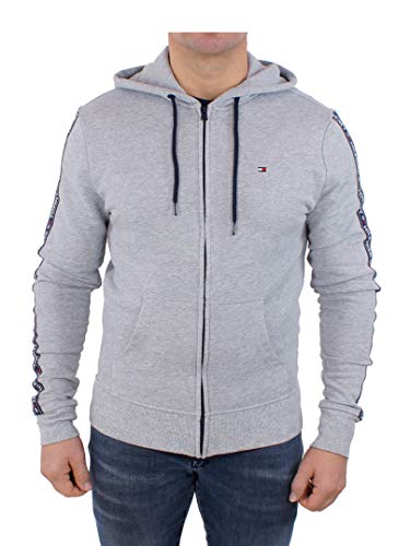 Tommy Hilfiger Herren Hoodie mit Reißverschluss Zipper, Grau (Grey Heather), L von Tommy Hilfiger