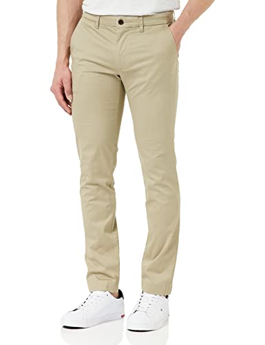 Tommy Hilfiger Herren Hose Bleecker Printed Structure Chino, Beige (Batique Khaki), 32W / 34L von Tommy Hilfiger