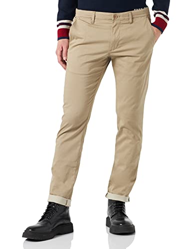 Tommy Hilfiger Herren Hose Bleecker Printed Structure Chino, Beige (Batique Khaki), 34W / 32L von Tommy Hilfiger