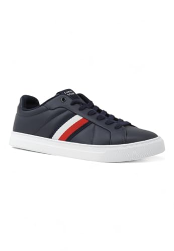 Tommy Hilfiger Herren Court Sneaker Icon Stripes Low Top, Blau (Desert Sky), 40 von Tommy Hilfiger