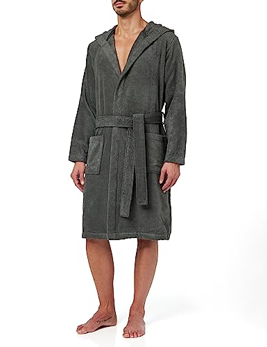 Tommy Hilfiger Herren Icon hooded bathrobe Bademantel, Dunkelgrau (MAGNET 884), XXL von Tommy Hilfiger