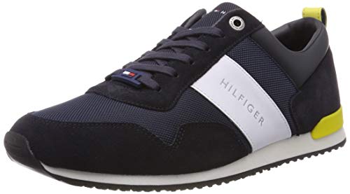 Tommy Hilfiger Herren Iconic Material Mix Runner Sneaker, Blau (Midnight 403), 42 EU von Tommy Hilfiger