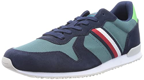 Tommy Hilfiger Herren Cupsole Sneaker Iconic Seasonal Mix Runner Schuhe , Grün (Frosted Green), 40 EU von Tommy Hilfiger