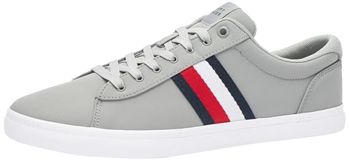 Tommy Hilfiger Herren Vulcanized Sneaker Iconic Stripes Schuhe, Grau (Antique Silver), 46 von Tommy Hilfiger