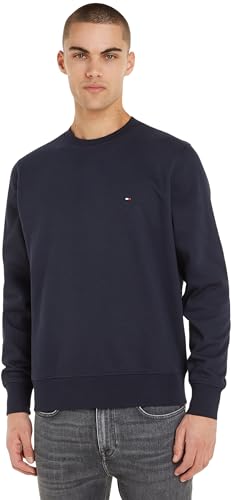 Tommy Hilfiger Herren Sweatshirt Flag Logo Sweatshirt ohne Kapuze, Blau (Desert Sky), L von Tommy Hilfiger