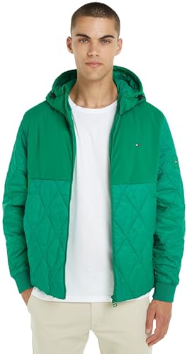 Tommy Hilfiger Herren Jacke Mix Hooded Jacket Übergangsjacke, Grün (Olympic Green), S von Tommy Hilfiger