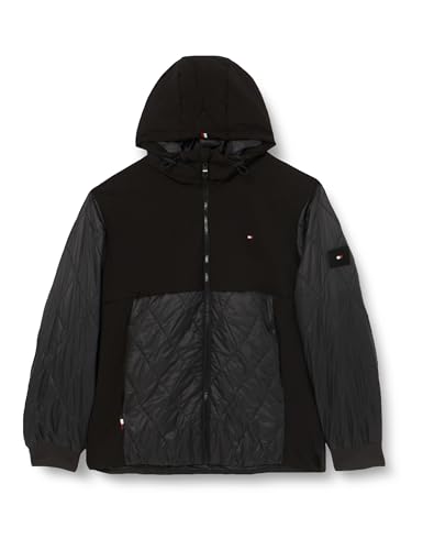 Tommy Hilfiger Herren Jacke Cl Mix Hooded Jacket Übergangsjacke, Schwarz (Black), XXL von Tommy Hilfiger