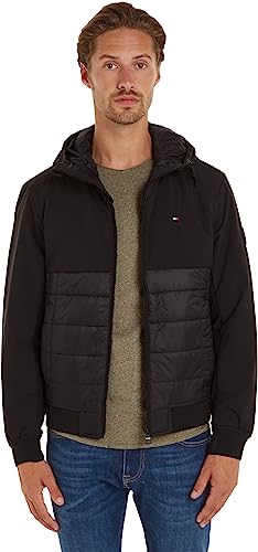 Tommy Hilfiger Herren Jacke Hooded Jacket Übergangsjacke, Schwarz (Black), XL von Tommy Hilfiger