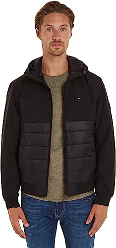 Tommy Hilfiger Herren Jacke Hooded Jacket Übergangsjacke, Schwarz (Black), XS von Tommy Hilfiger