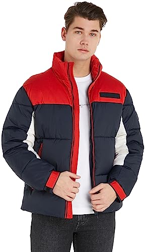 Tommy Hilfiger Herren Jacke Puffer Jacket Winterjacke, Mehrfarbig (Rwb Colourblock), L von Tommy Hilfiger