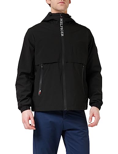 Tommy Hilfiger Herren Jacke TH Protect Sail Hooded Jacket Übergangsjacke, Schwarz (Black), M von Tommy Hilfiger