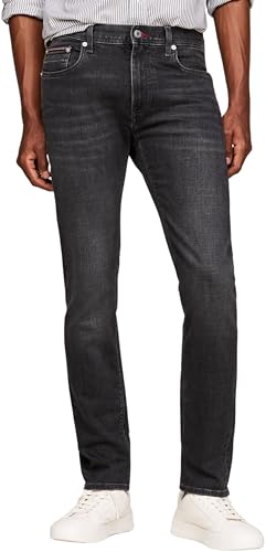 Tommy Hilfiger Herren Jeans Hose Slim Fit, Schwarz (Stark Black), 29W/34L von Tommy Hilfiger