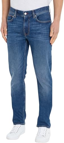 Tommy Hilfiger Herren Jeans Straight Denton Straight Fit, Blau (Mandall Indigo), 38W / 32L von Tommy Hilfiger