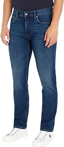 Tommy Hilfiger Herren Jeans Straight Stretch, Blau (Caro Indigo), 30W / 34L von Tommy Hilfiger