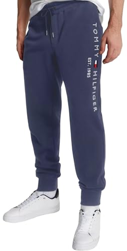 Tommy Hilfiger Herren-Jogginghose mit Logo, mit Taschen, (Kollektion 2024) Bank Blue, X-Groß von Tommy Hilfiger