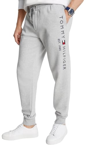 Tommy Hilfiger Herren-Jogginghose mit Logo und Taschen, (Kollektion 2024) Smoke Grey Heather, X-Groß von Tommy Hilfiger