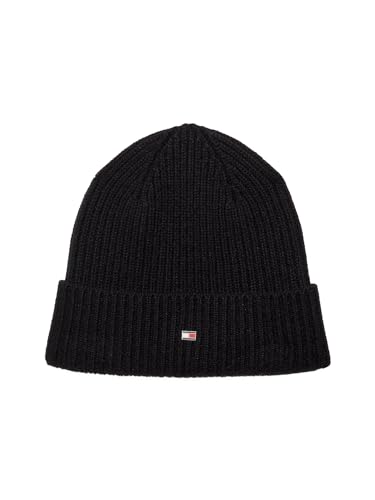 Tommy Hilfiger Herren Kaschmirmütze TH Cashmere Plaque Beanie schwarz (15) 000 von Tommy Hilfiger